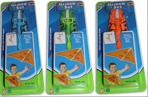 Toys+ Glider Set, 6 Pieces with Launcher, Assorted Colors, Ages 3+