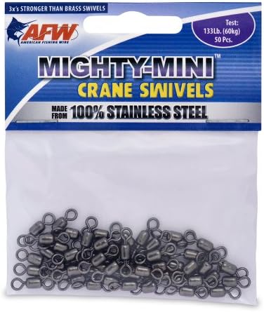 American Fishing Wire Mighty Mini Crane Swivels (100-Percent Stainless Steel), Black Color, Size 12, 100Pound Test, 50-Pieces