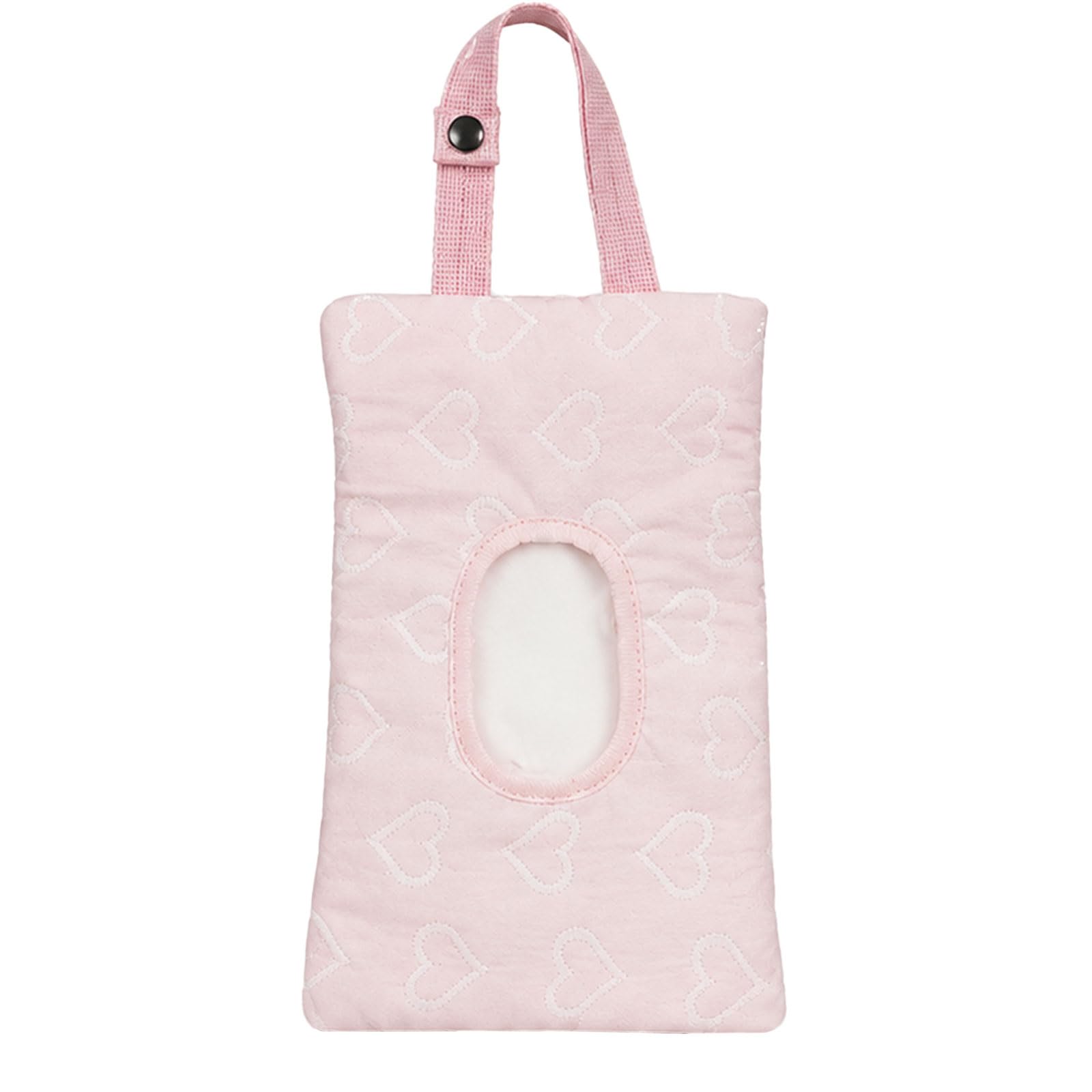 Floruvia 1 Quilted Wet Wipes Pouch, Hanging Baby Wipes Case, Portable Wet Wipes Holder for Pushchair Car Travel (Heart Pattern)