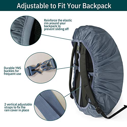 Unigear Backpack Rain Cover Waterproof Rating 5000mm Ultraportable and Durable with 2 Anti-Slip Buckle Strap, Integrated Carry Pouch Design (Gray, XX-Large)