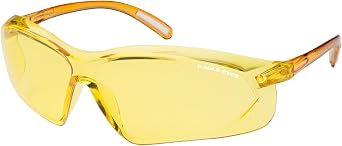 Eagle Eyes Shield Safety Glasses - Night Lite Shield Non-Polarized Yellow Tint Protective Glasses