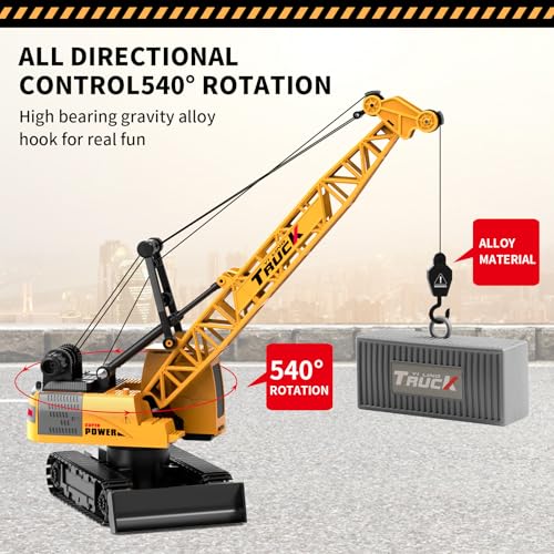 Image of Dwi Dowellin Remote Control Crawler Crane for Boys,11-Channel 2.4GHz RC Construction Crane Toy for Kids Age 3 4-7 8 9 10 Year Old