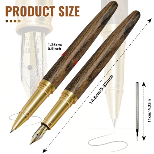 Rimoev RIMOEV-23019_1-HYUS Wooden Pens Set, Handmade Vintage Fountain Pen Nib 0.7Mm/Luxury Wooden Ballpoint Pen Nib 0.5Mm thumb #1