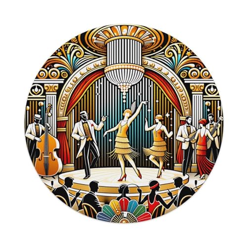Plaque ronde en métal Art déco scène de danse jazz vintage décoration murale rétro en métal, décoration murale pour maison, bar, garage, ferme, café,...