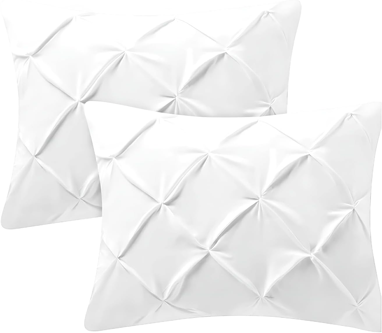 Kotton Culture 20" x 36" King Pinch Pleated Pillow Shams-Set of 2 White Pintuck Shams -Decorative Pillow Covers -100% Egyptian Cotton 600 Thread Count -Skin Friendly, Cushion Cover, Envelope ClosureOEKO-TEX STANDARD 100
