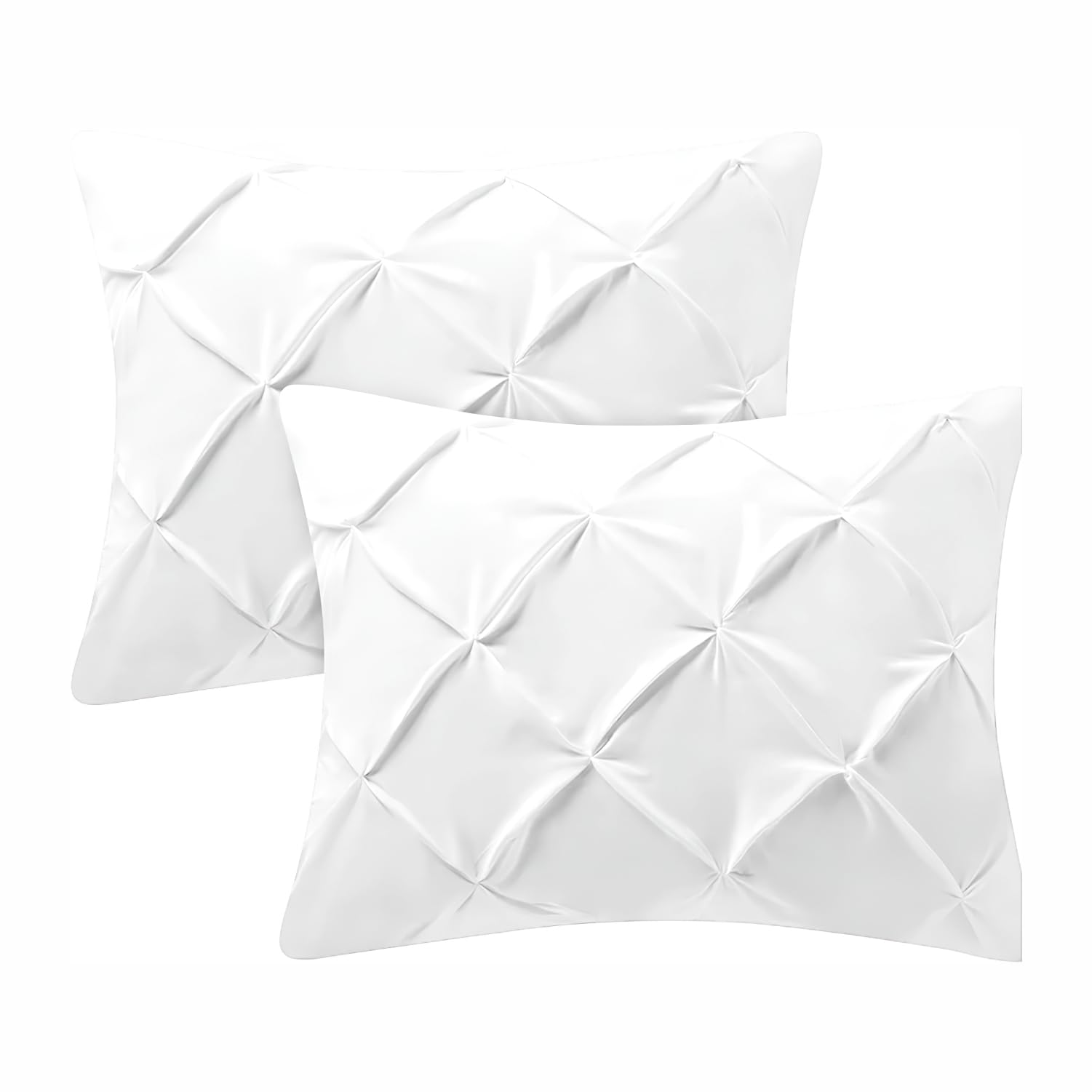 Kotton Culture 20" x 36" King Pinch Pleated Pillow Shams-Set of 2 White Pintuck Shams -Decorative Pillow Covers -100% Egyptian Cotton 600 Thread Count -Skin Friendly, Cushion Cover, Envelope ClosureOEKO-TEX STANDARD 100