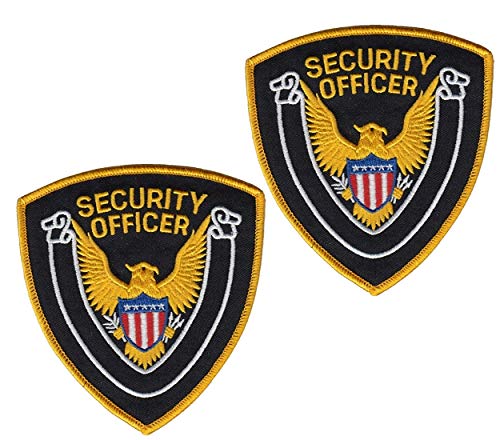 2 Pack - Security Guard, Officer Shoulder Patch, Golden American Eagle, Embroidered