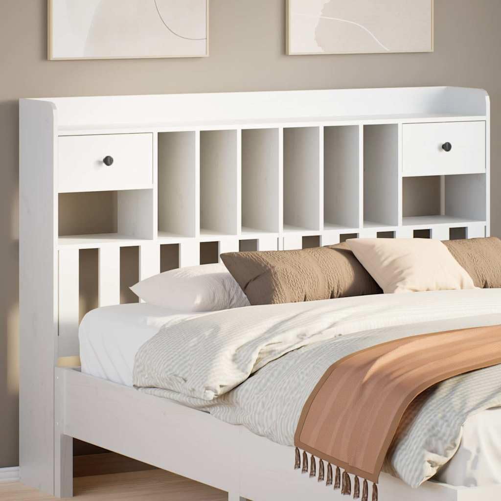 Tête de lit avec Rangement Blanc 160 cm Bois Massif de pin,Têtes et Pieds de lit,20.7kg-855506
