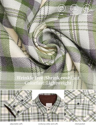 Mens Flannel Shirt Long Sleeve Soft Smooth Plaid Shirts Casual Button Down with Pocket Regular Fit Tops2