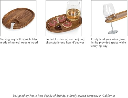 Miniatura 8 de PICNIC TIME Disney Appetizer - Juego de 4 platos de cóctel con vidrio tabla de queso con soporte para vino 9 x 6 x 05 pulgadas madera de acacia