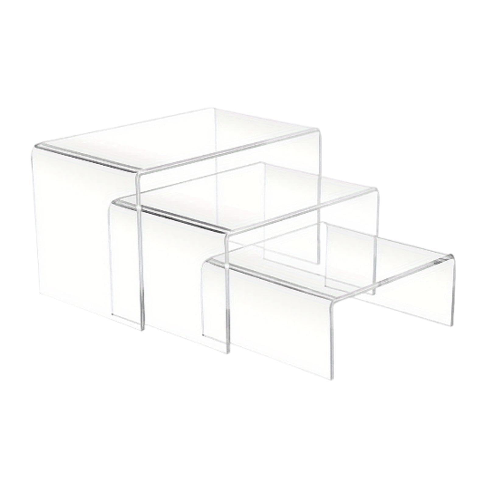 Qixcxaz Transparent Three Piece Acrylic Riser Stands Convenient For Displaying Accessories Toys And Collectibles Neatly And Clearly Showcasing Items Display Acrylic Shelf