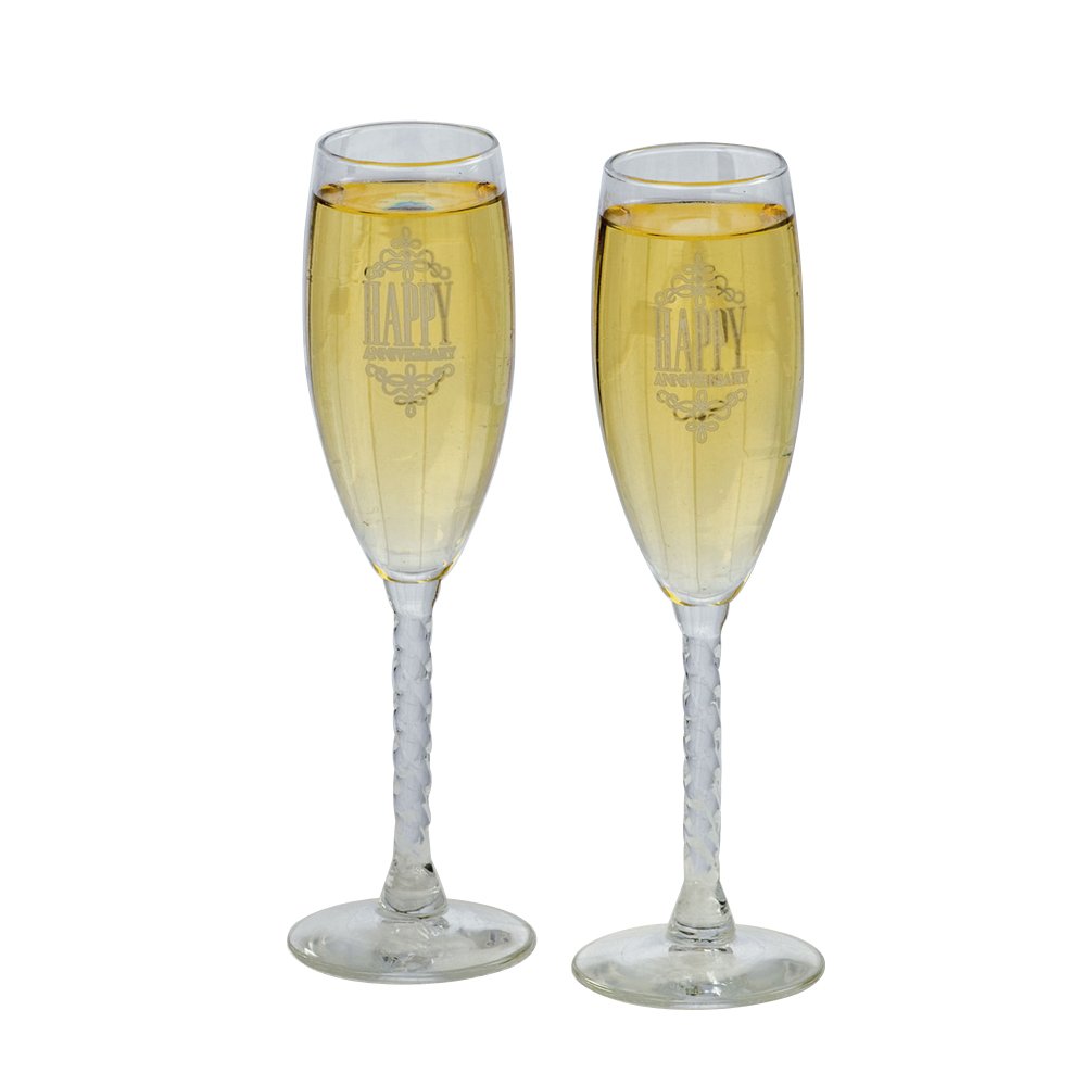 Jamie Lynn Wedding Anniversary Collection, Happy Anniversary Toasting Flutes, Set of 2