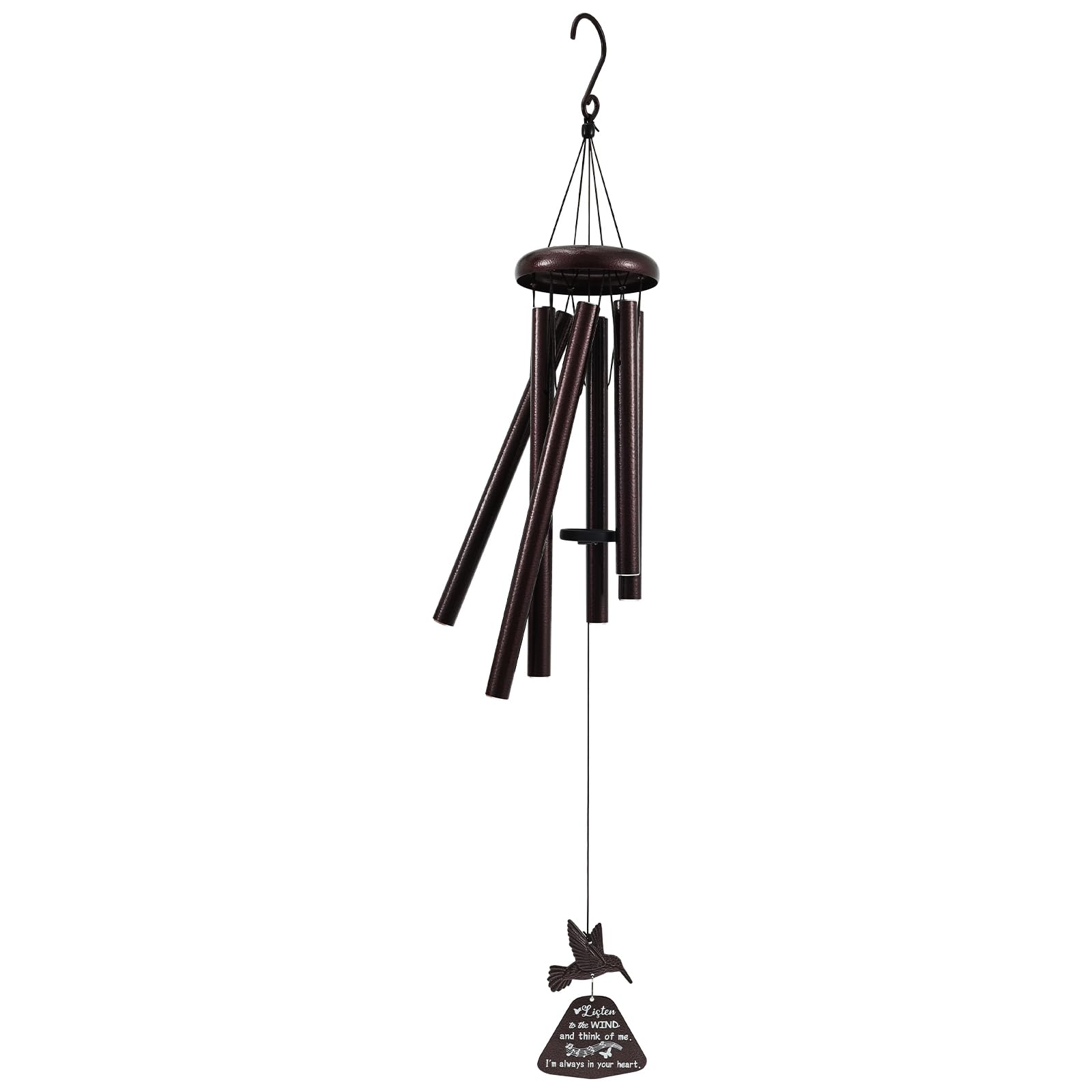 Hummingbird Memorial Wind Chimes for Outside, 75cm Deep Tone Sympathy Windchime for Loss of Loved One, Remembrance Bereavement Funeral with Metal Tubes for Garden and Patio Decor