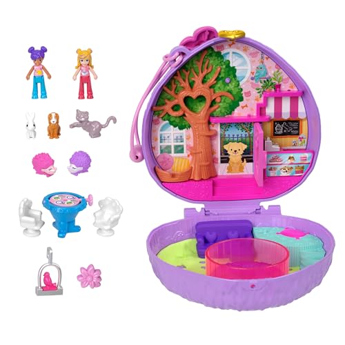 Polly Pocket Coffret Café du Hérisson avec 2 Mini-Figurines, 4 Éléments De Jeu Et 12 Accessoires, Jouet Voyage, Thème Animaux, Jouet Enfant, A Partir De 4 Ans, HRD37