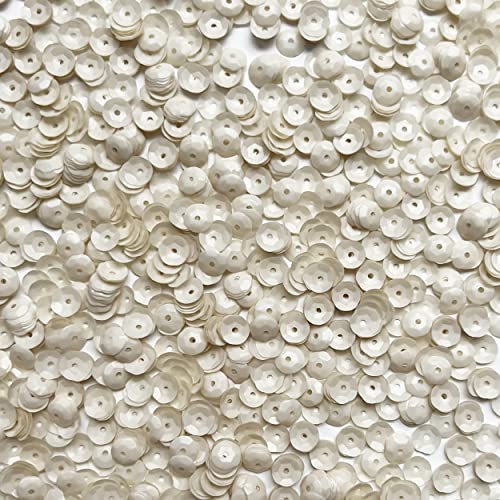 5mm Cup Sequins Vanilla Cream Opaque Glossy High Shine Medium Hole Made in USA