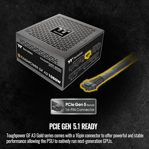 Image of Thermaltake Toughpower GF A3 1050W, True 600W 12V-2x6 Connectors on PSU & NVIDIA RTX 50 Series, ATX 3.1 /PCI-E 5.1, 80+ Gold, SLI /Crossfire Ready Power Supply, PS-TPD-1050FNFAGU-L, 10 Year Warranty