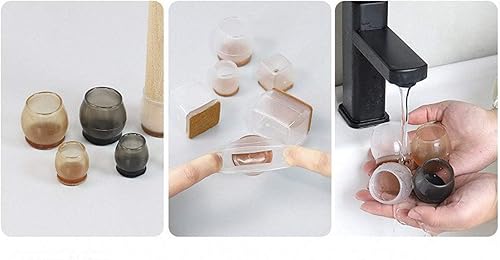Miniatura 9 de Ulalaza Juego de 16 tapas cuadradas para patas de silla, protectores con parte inferior de fieltro, goma termoplástica, tapas para patas de muebles,