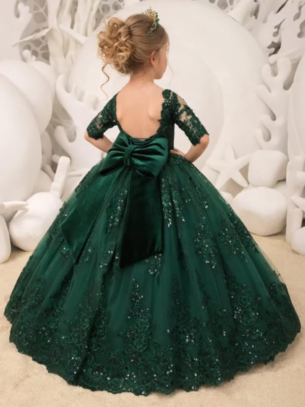 Flower Girl Dress Lace Appliques Flower Girl Dresses for Wedding Backless Ball Gown3