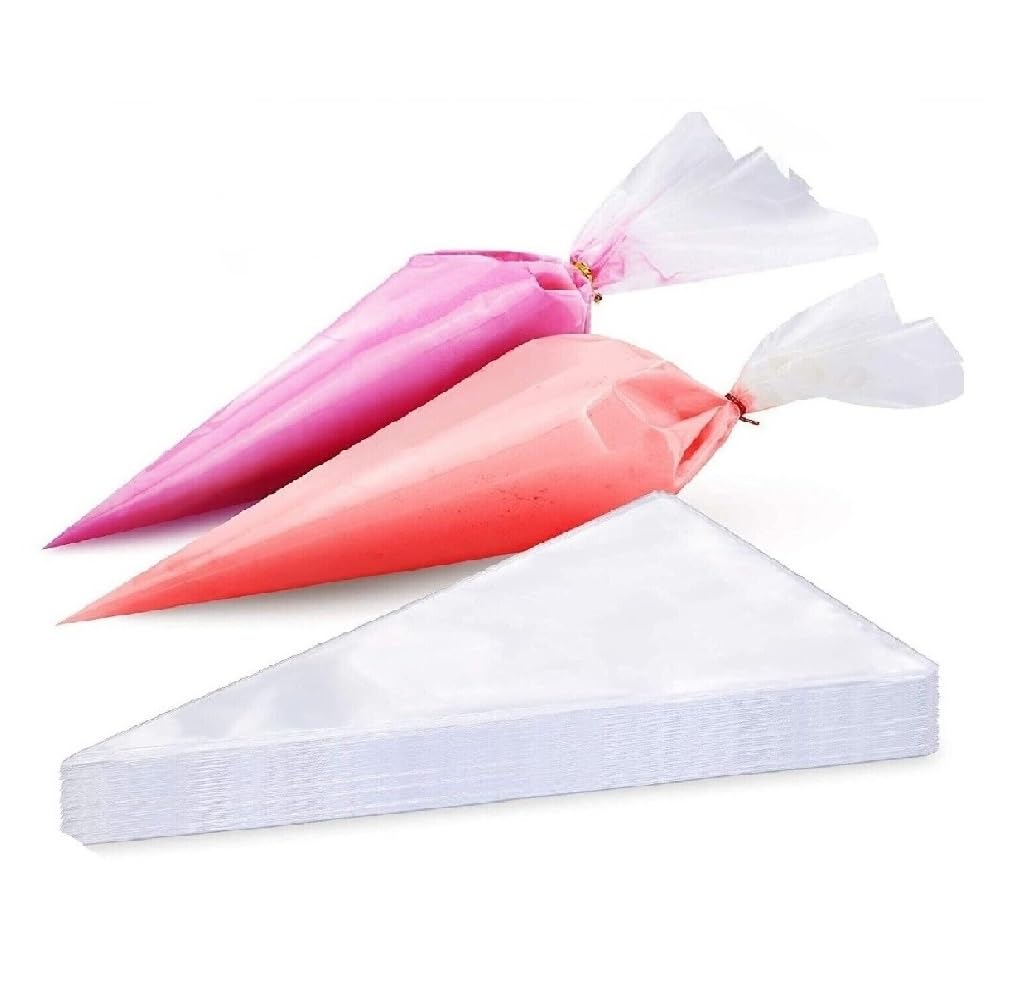 Tezraftaar® 20 x Disposable Icing Piping Bags 18" Clear Savoy Pastry Bag for Cake Muffins Desserts Decoration