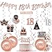 WOJOGO 18th Birthday Decorations For Girls, Rose Gold Happy 18th Birthday Decorations Including 18 Birthday Banner Hanging Swirls Cake Topper Balloons for Party Supplies