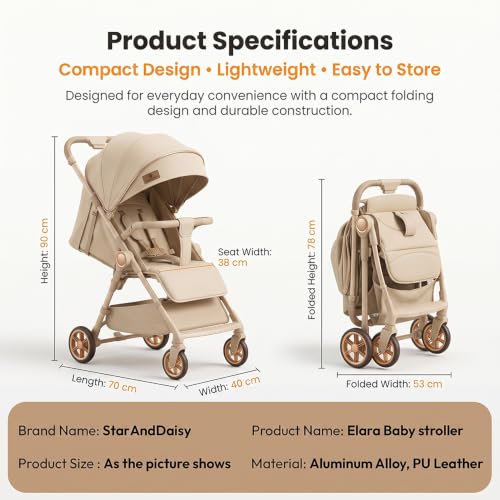Image of StarAndDaisy Baby Stroller for Boy & Girl 0 to 3 Years | Foldable Baby Stroller |Pram with Reversible Handle, Multi-Recline Seat, 5-Point Safety Harness & Storage Basket