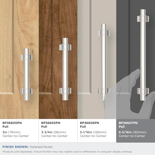 Image of Amerock BP36607PN | Davenport 6-5 /16 inch (160mm) Center-to-Center Polished Nickel Cabinet Pull | Kitchen Cabinet Hardware | Furniture Hardware | Drawer Handle