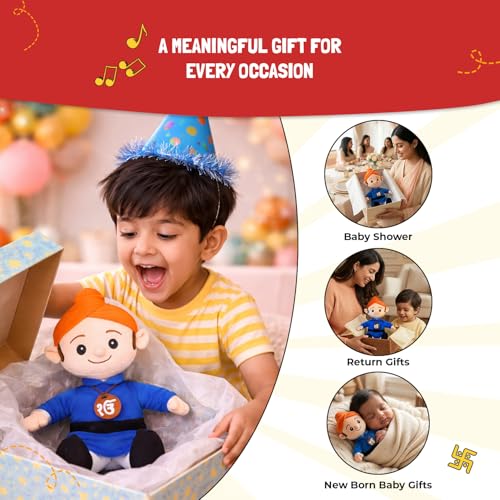 Image of Panda's Box Mantra Chanting Sardar Ji Soft Toys for Kids | Sikh Musical Stuffed Plush Toy for Girls & Boys | Mool Mantar & Waheguru Audio | Non-Toxic, Huggable for Babies & Toddlers| Teddy Bear |42 CM