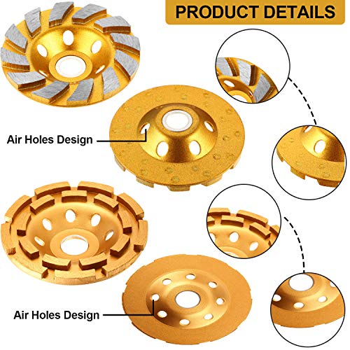 Mudder MUDDER-GRINDING WHEEL-0192-M 4 1/2 Inch Concrete Grinding Wheel Double Row Diamond Grinding Wheel 4 Inch 12 Segment Turbo Row Grinding Wheel Angle Grinder Disc thumb #3