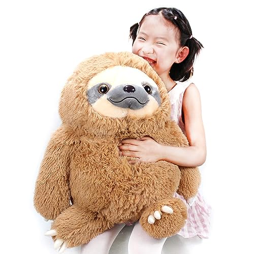 Image of Winsterch Large 20-Inch Brown Sloth Plush Stuffed Animal Toy | Adorable Goofy Expressions, Generously Sized for Cozy Cuddling, Soft Plush, Ideal Gift for Boys and Girls