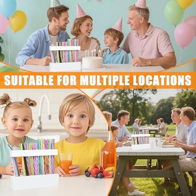 Acrylic Straw Holder For Cabinet Door,Adjustable Acrylic Straw Organizer with 5 Large Compartments,Reusable Tumbler Straws Applicable counter Door Storage Dispenser for Kitchen Counter (White)