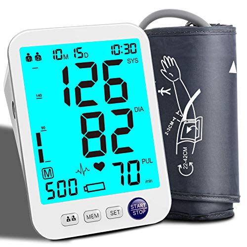 Urion Blood Pressure Monitor Upper Arm Blood Pressure Monitor for Home Use Automatic Digital BP Machine with Wide Range Cuff, 2x500 Memory,Extra Large Backlight Display,Irregular Heartbeat Detector