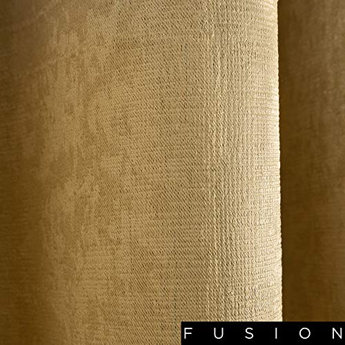 Fusion Strata Woven Eyelet Lined Curtains, Ochre, 66 x 54 Inch, W 66.1" x L 53.9" (1 Panels) - Image 4