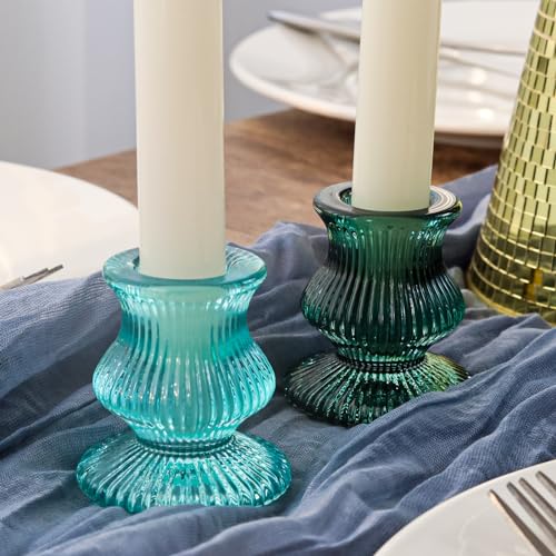 Wdhodec Taper Candle Holders 12Pcs Glass Candlestick Holders For Table Centerpiece Colorful Candle Sticks For Wedding thumb #4