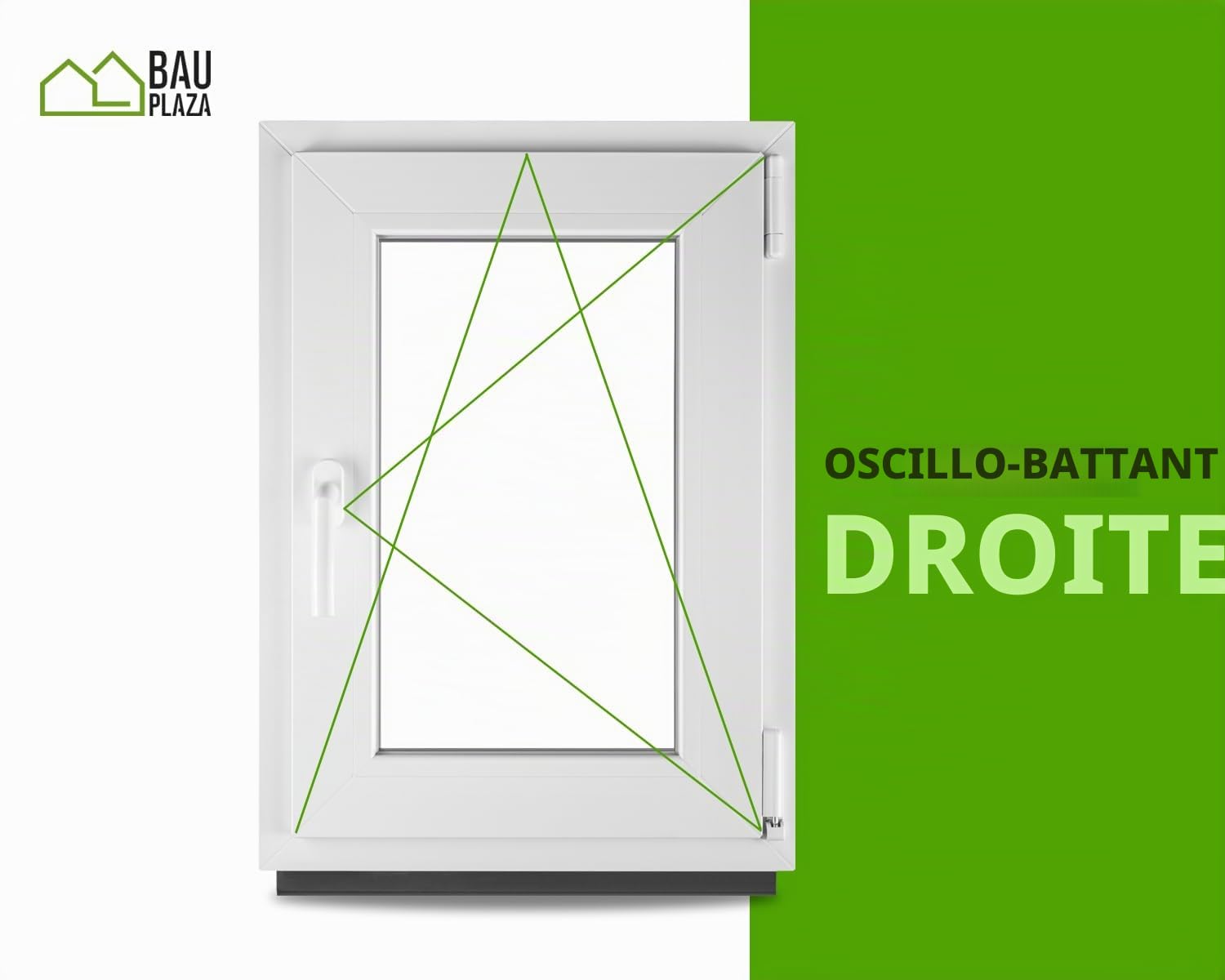 Fenêtre en PVC blanc double vitrage 4/24/4 LxH 70 x 100 cm d'ouverture Droite Toutes les tailles 700 x 1000 mm Oscillo-battant 1 vantail - BauPlaza