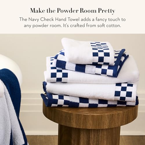 Image of MACKENZIE-CHILDS Cotton Hand Towel, Blue-and-White Navy Check