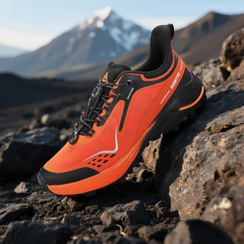 Image of HUMTTO Men's Hiking Shoes with Quick Lace Orange /Black 13