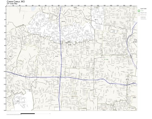 ZIP Code Wall Map of Creve Coeur, MO ZIP Code Map Not Laminated: Amazon ...