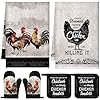 Bencailor 6 pcs kitchen decor pot holders oven mitts 2 dish towels 2 farmhouse cooking mittens oven glove 2 potholder for baking cooking grilling supply accessoriesblack grayrooster  urban country home decor