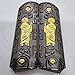 Luxury 1911 Grips Full Size for Colt Rock Island Springfield Taurus & Clones Black Gold Finish, fits Standard Government 1911 Models, 1911 SAN Judas ST. Jude, Ambi Safety Cut