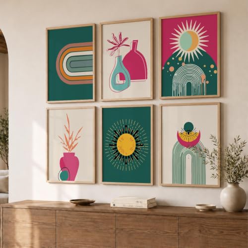 Image of kotart Minimal Boho Paintings with Frame for Home Decor - Painting Wall Decoration - Pack of 6 (14X20 Inch, living room)