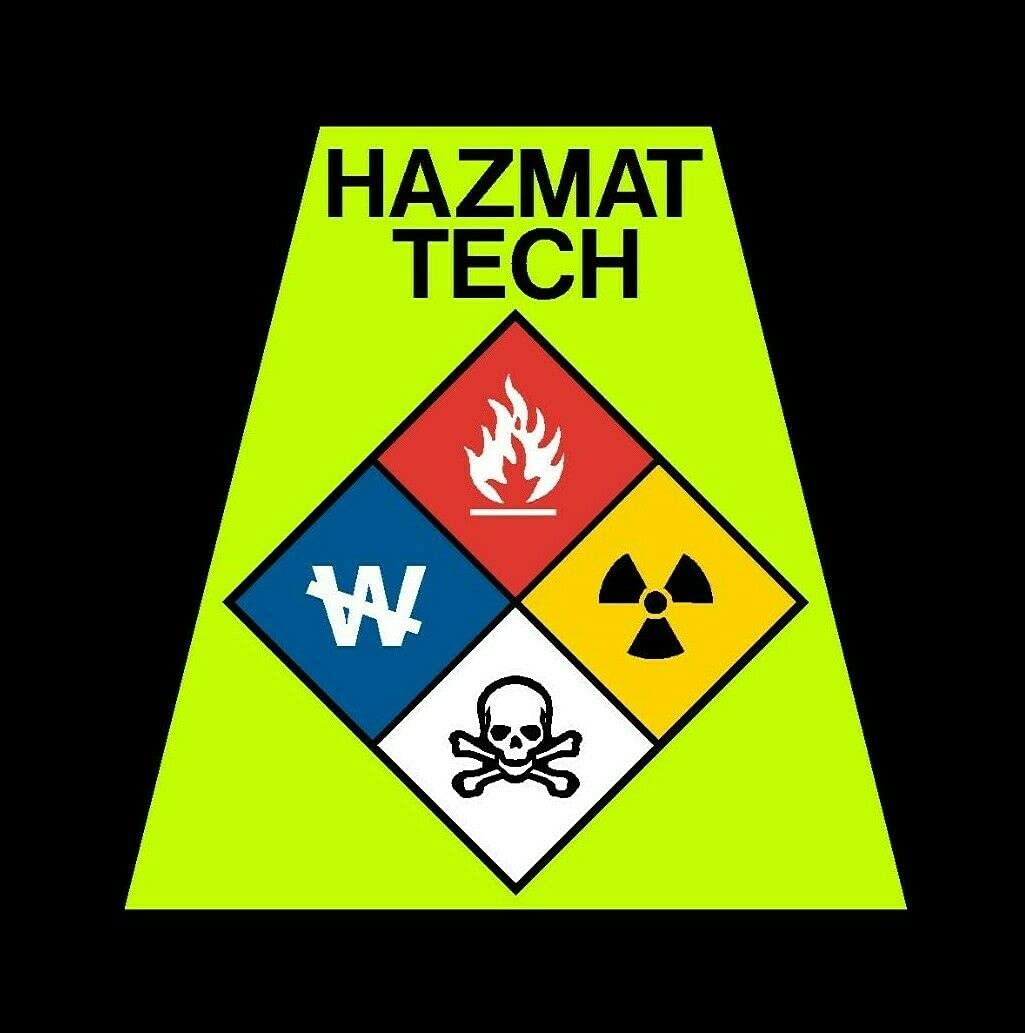 Kramer sticker's shop Kramer Reflective Fluorescent Yellow Hazmat Tech Fire Helmet Tetrahedron TET Trapezoid 2 х 2 in.