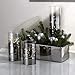 Hurricane Glass Cylinder Lanterns with Fairy Lights, Decorative Modern Centerpiece, Timer Option, Batteries Included, White LEDs - Set of 3