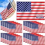 Tradder 3x5 ft Classroom American Flag Bulk, Waterproof USA Polyester Flag with Metal Grommets, Double Stitched, Fade Proof for Indoor Outdoor use,Veterans Memorial Day Labor Day(20 Pieces)