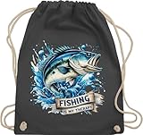 Shirtracer Turnbeutel Rucksack - Angeln Taschen - Fishing is my therapy - Fischer Geschenk - Unisize - Dunkelgrau - angler fisch fischen angel geschenke für