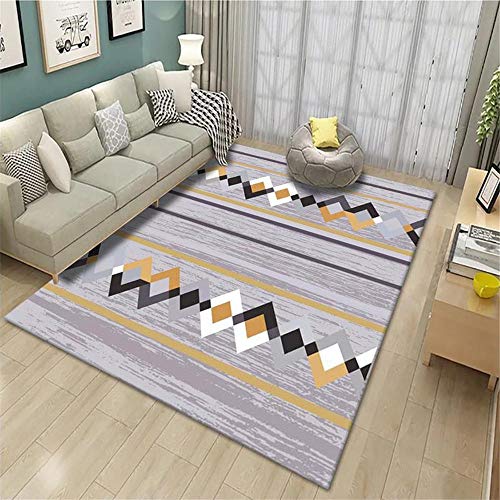Teppich deko Schlafzimmer Teenager mädchen Grauer gelber schwarz geometrischer Teppich Atmungsaktives Komfortables Schmutz-Anti-Rutsch-Wohnzimmer küchenteppich rutschfest deko kinderzimmer 200*300cm Cover