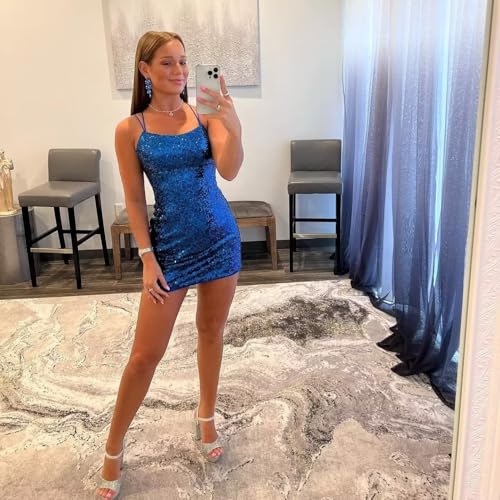 Short Tight Homecoming Dresses for Teens Sparkly Sequin Backless Mini Prom Cocktail Party Gowns3