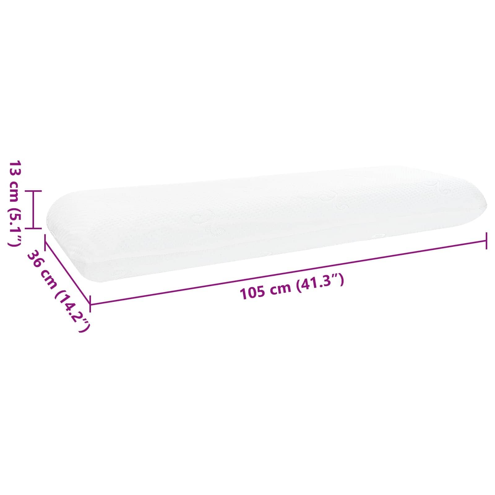Cuscino per dormire, tinta unita, bianco, 105 x 36 x 13 cm, in memory foam gel, ergonomico, traspirante, con tecnologia gel rinfrescante, per chi dorme sul fianco e supporto cervicale in