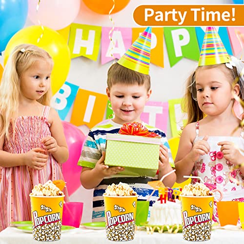raymea popcorn buckets disposable 32oz retro style paper leak proof popcorn containers bowls for family movie night amp party - 10 pack