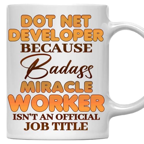 MONIZILUCKY Dot Net Developer Mug - Gift For Dot Net Developer - 11oz White Ceramic Coffee Mug for Office, Coworkers, Retired, Retirement, Birthday, Thanksgiving, Christmas