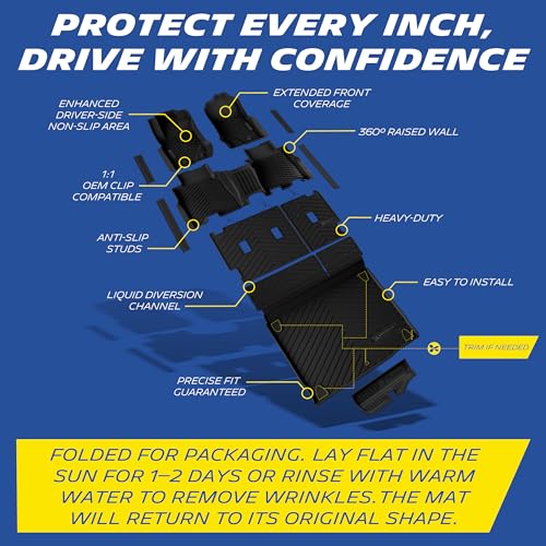 Image of Michelin Vehicle Mats for 2021-2026 Ford Bronco 4-Door (11 Piece) | Not Fit Bronco 2 Door or Sport or Vinyl Floor, All-Weather TPE Custom Fit Liner, Premier